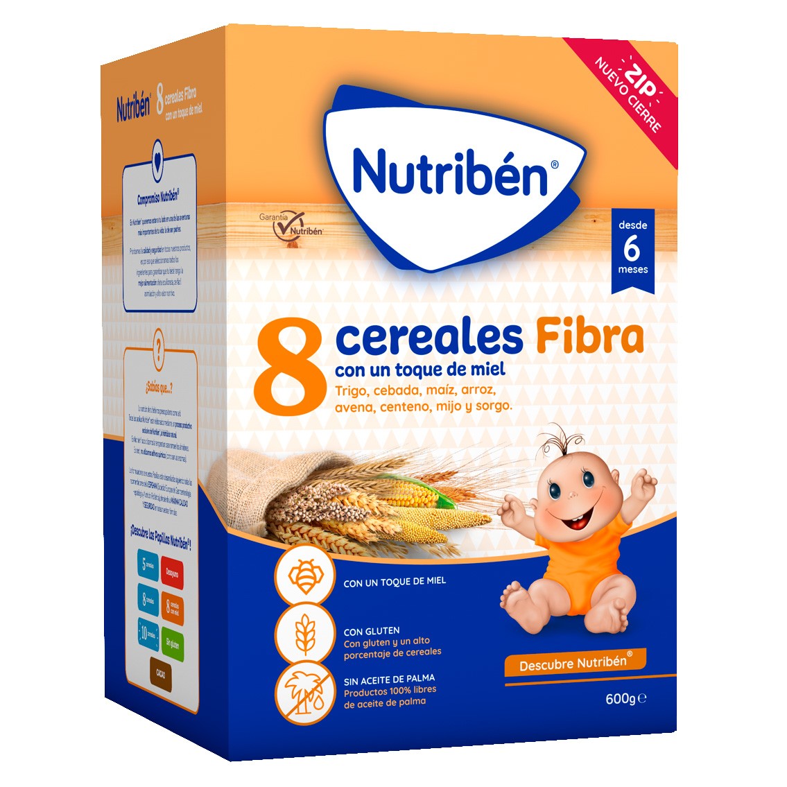 Nutribén 8 cereales y miel fibra 600gr